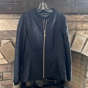 Ilse Jacobsen Hornbaek Quilted Black Jacket  Large Gold Trim